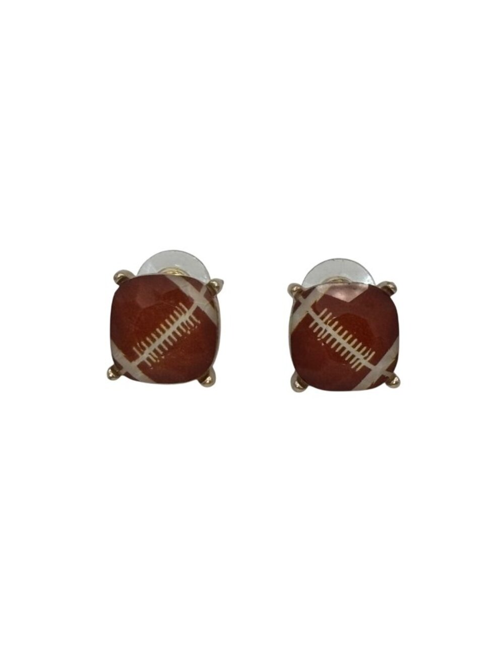 Football Themed Stud Earrings Gold Frame For Sports Fans